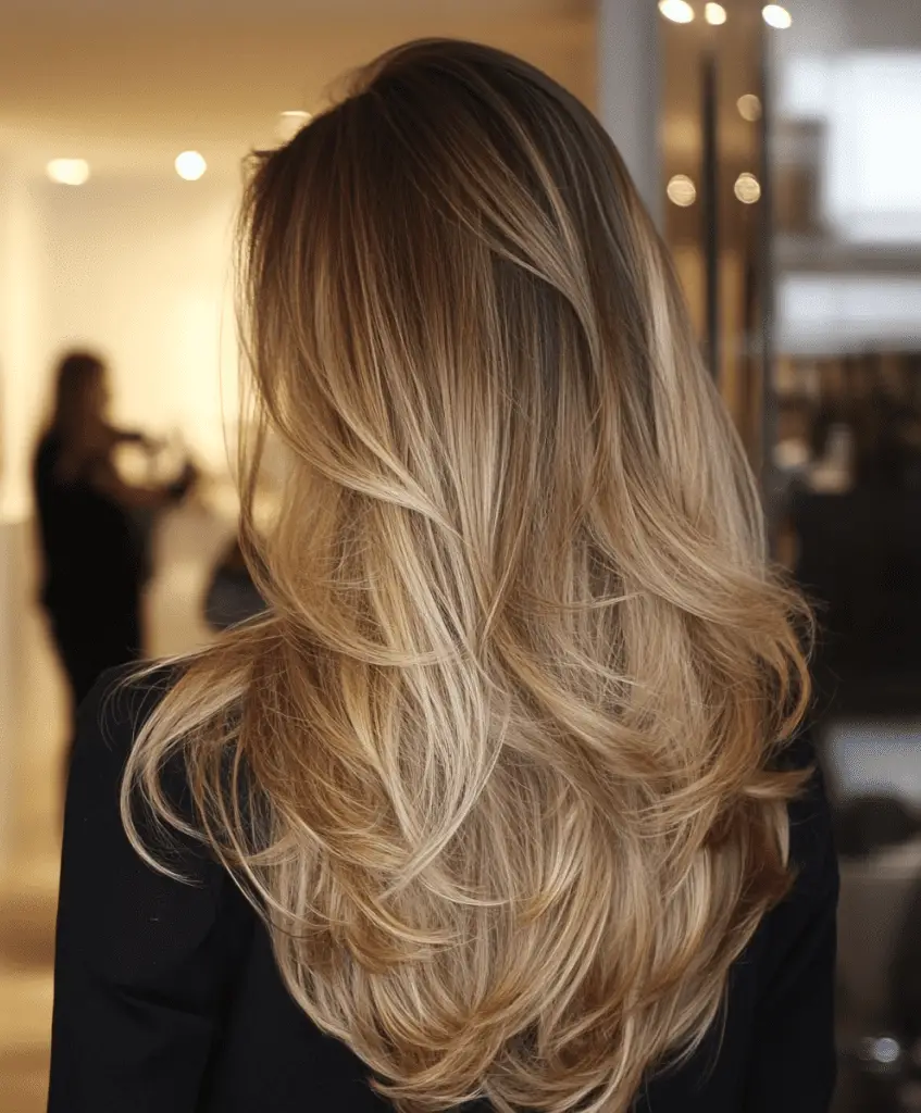 Long hair with ombre highlights for women over 50