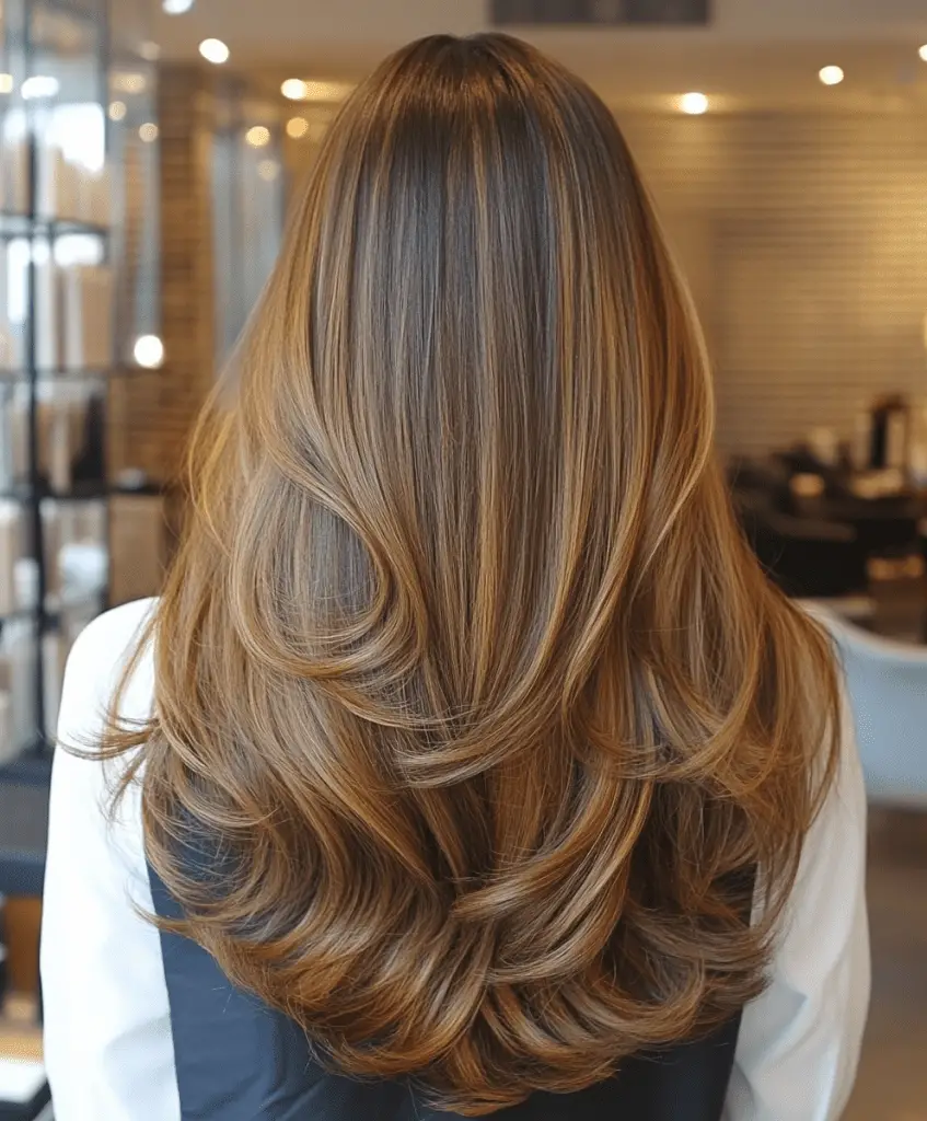 Woman with long mermaid waves in blonde hair, creating a whimsical and flowing hairstyle.