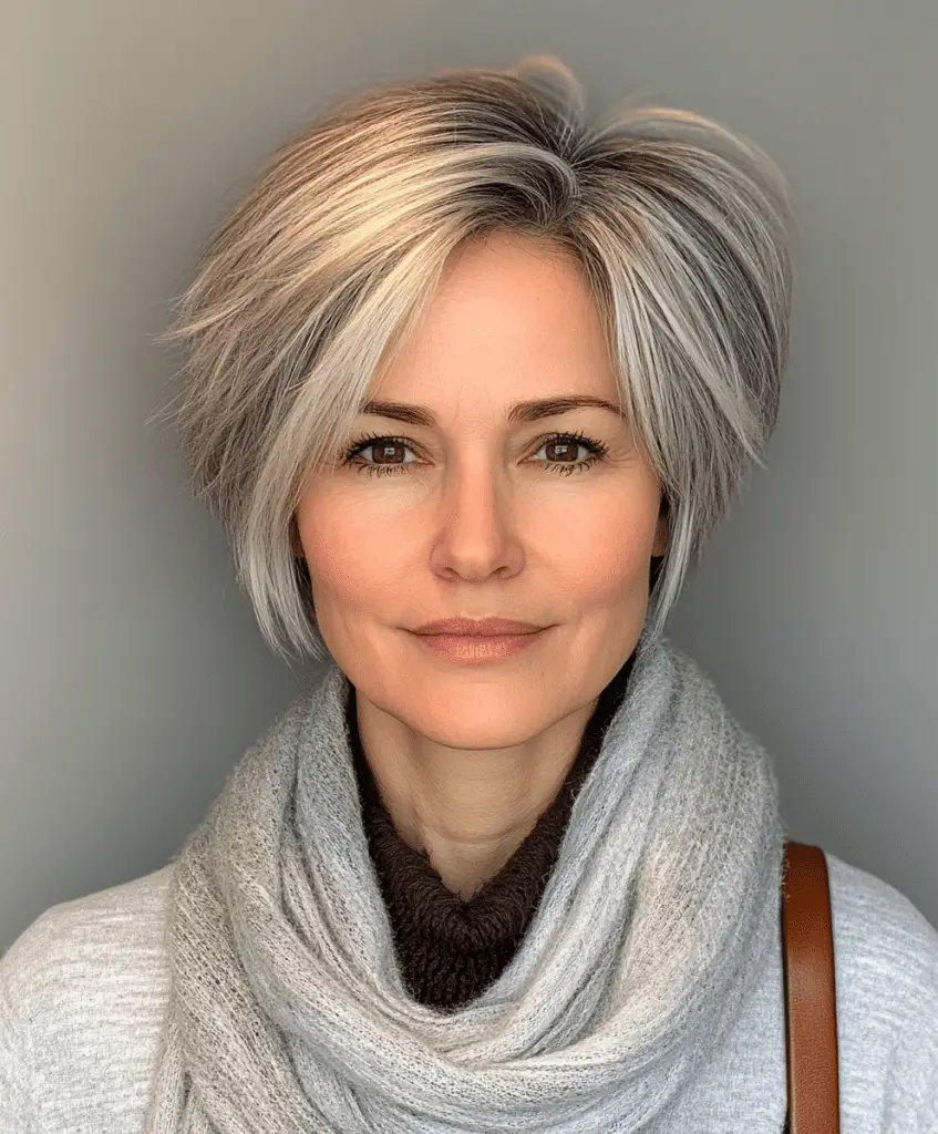 Layered bob hairstyle for women over 50