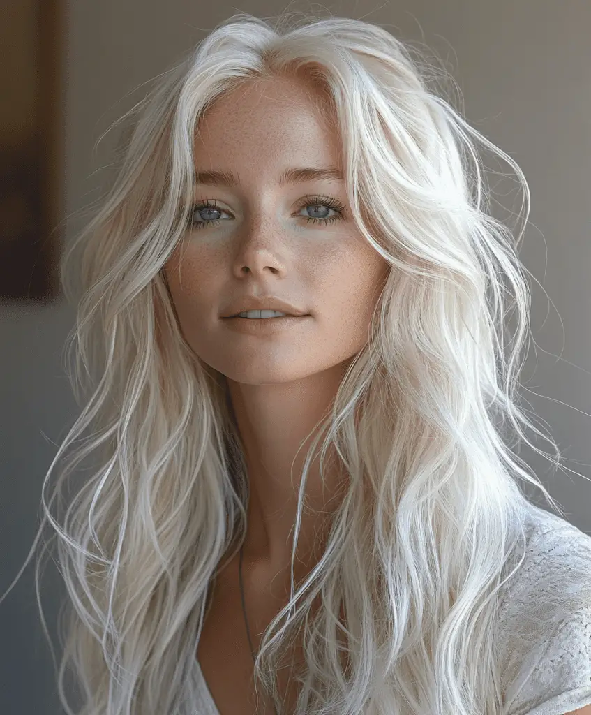 Close-up of platinum blonde hair