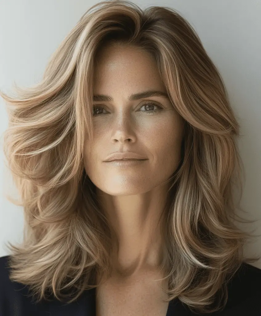 Medium-length hairstyle with a side part