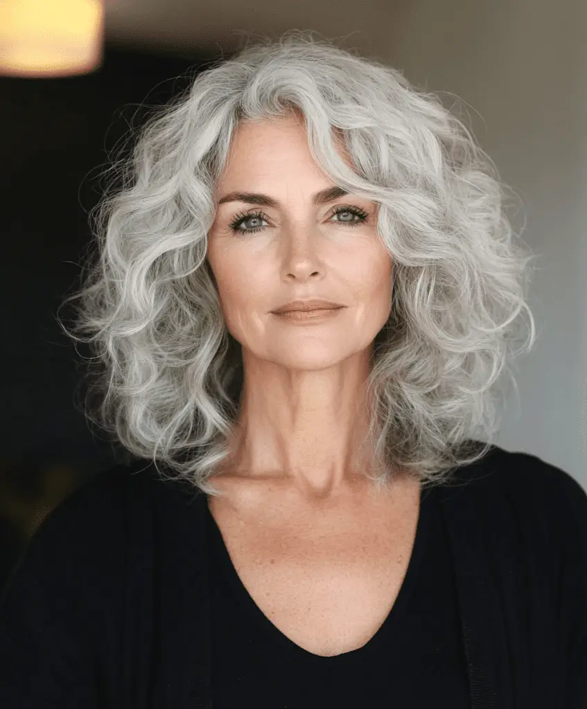 Loose curls with layers hairstyle for women over 50