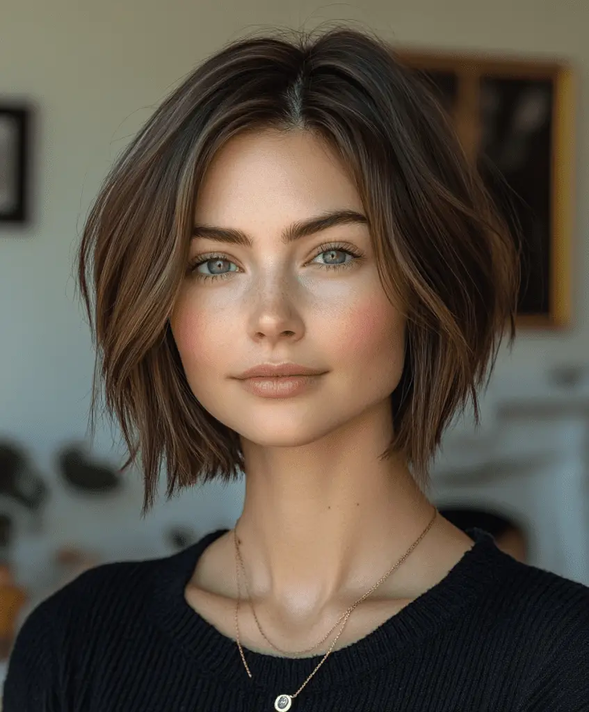 Sleek short bob hairstyle for a polished look