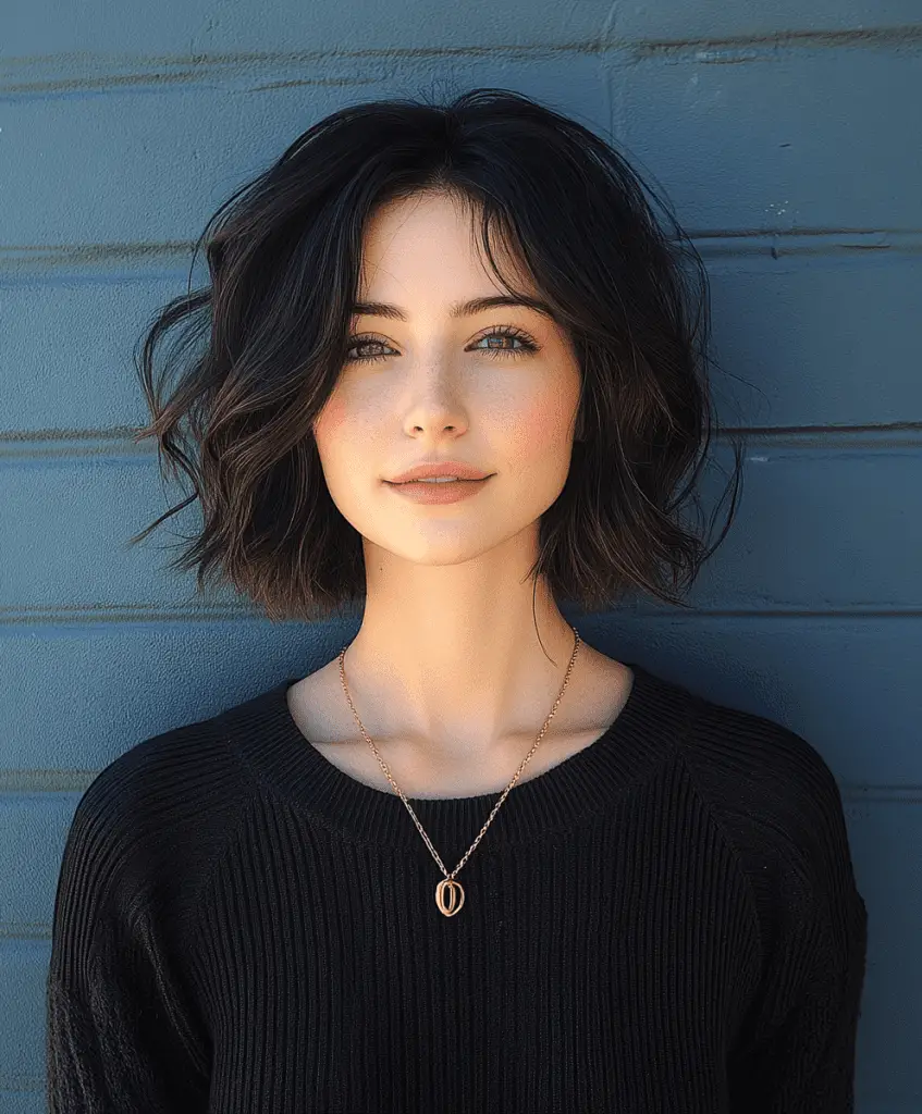 Messy short bob with tousled waves