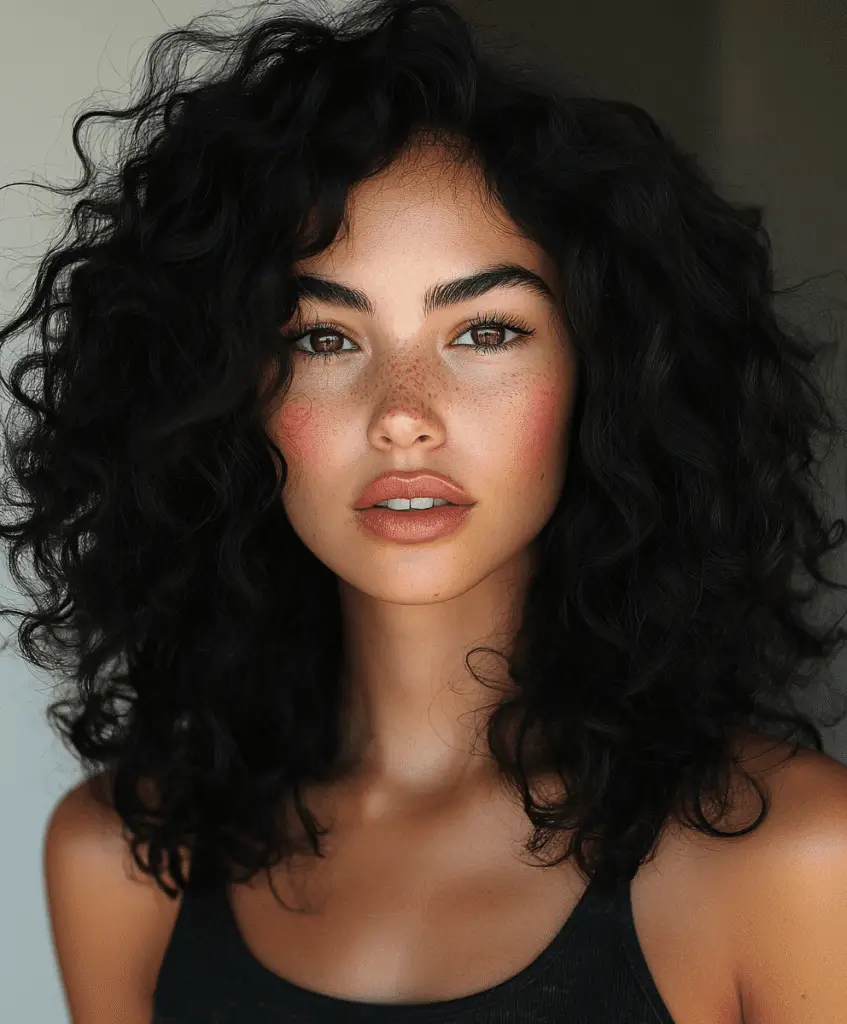 Medium-length curly hairstyle