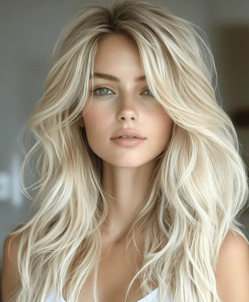 Beachy blonde waves on long hair