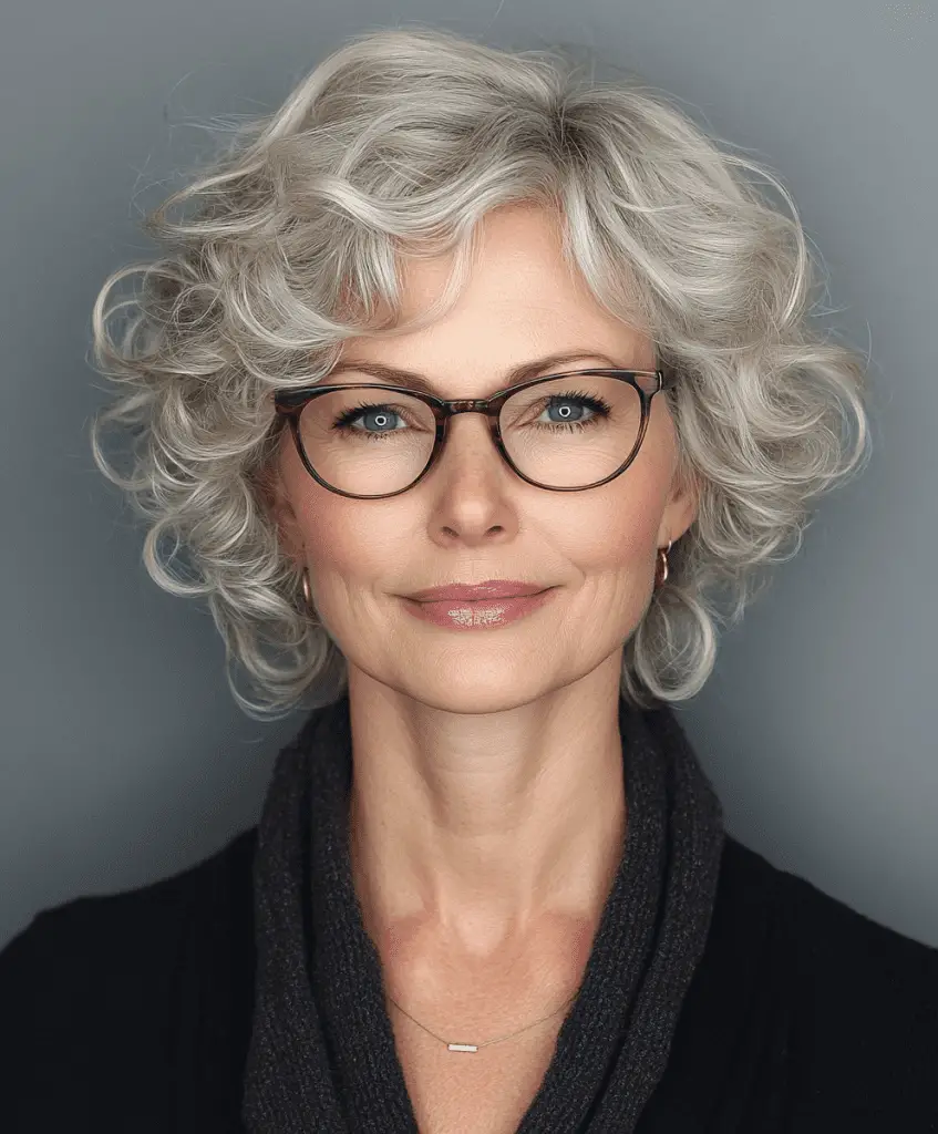 Woman with a curly long bob hairstyle