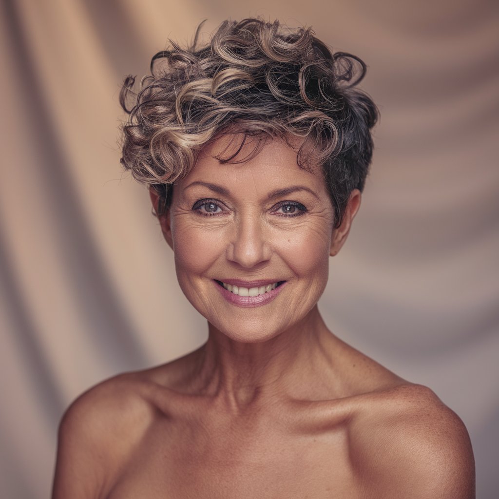 Curly Pixie Cut for Women Over 60