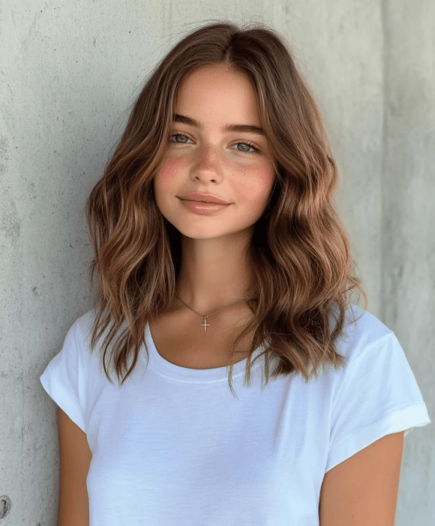 Shoulder-length layered hairstyle for thin hair