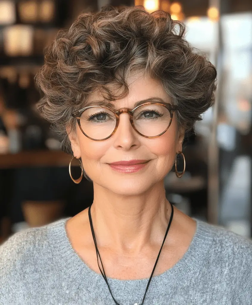 Curly pixie cut for women over 50