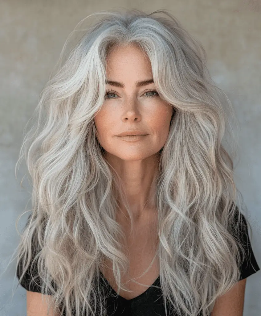 Loose beach waves hairstyle for women over 50