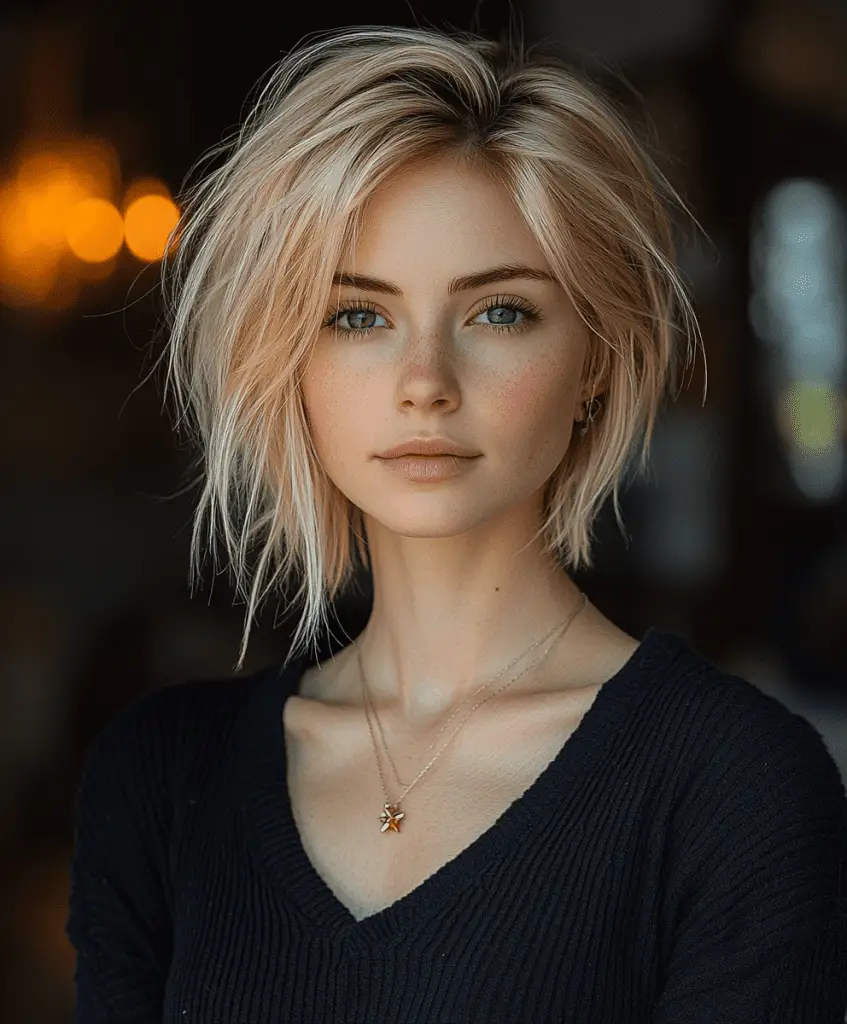 Blonde pixie cut with an undercut