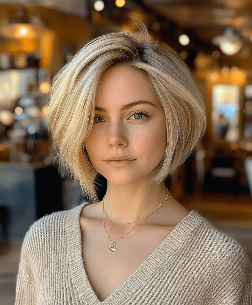 Angled short bob for a sleek, modern look