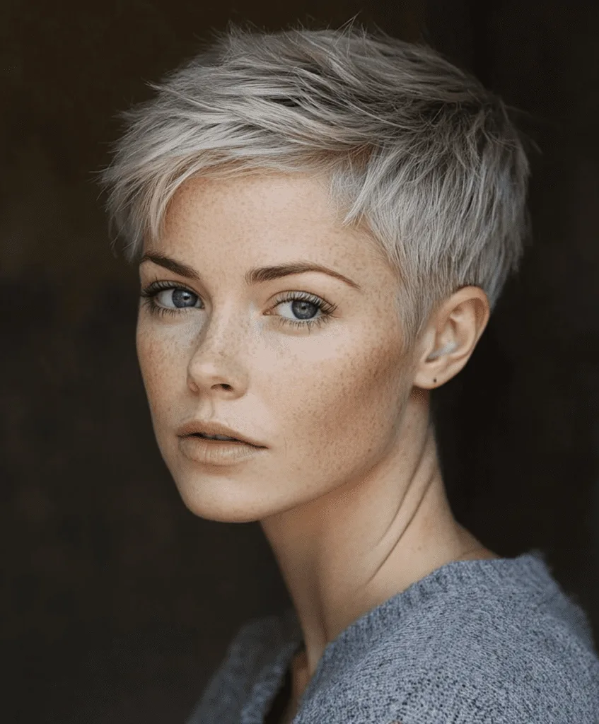 Gray pixie cut for thin hair