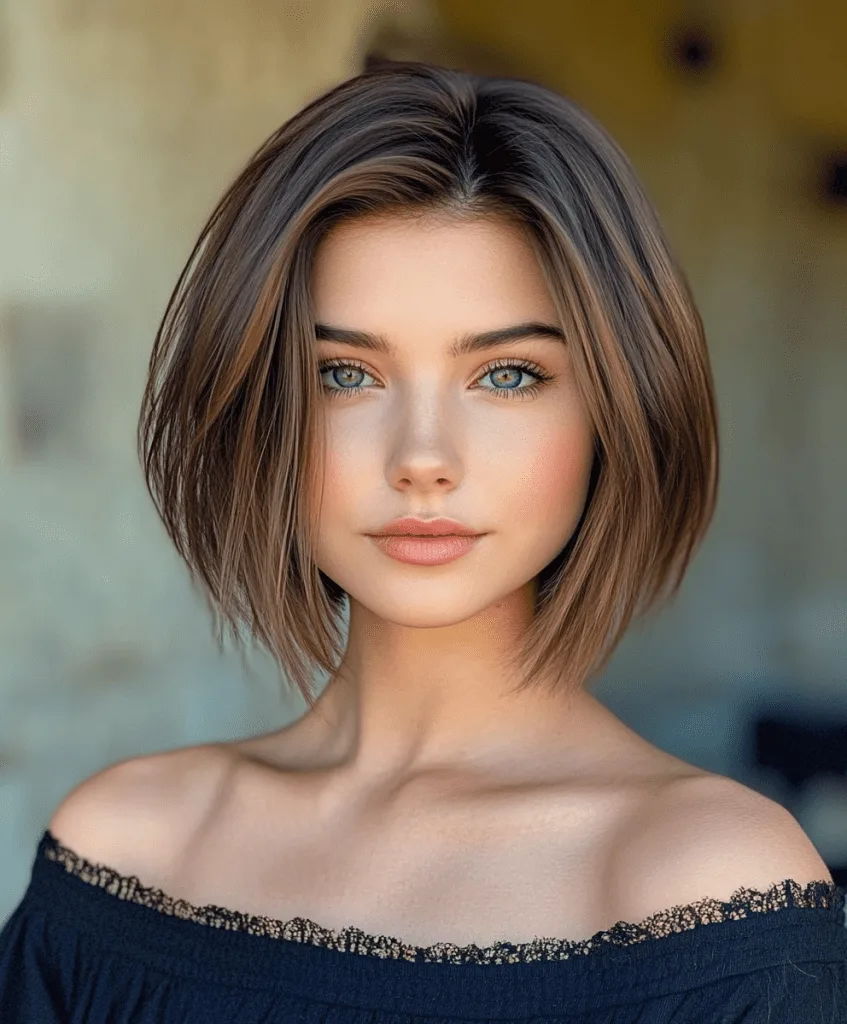 Chin-length bob with layers for thin hair