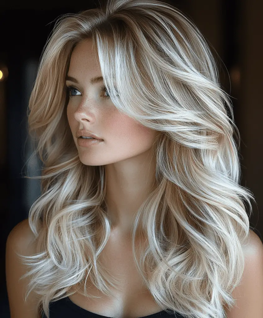 Blonde hair with platinum blonde highlights