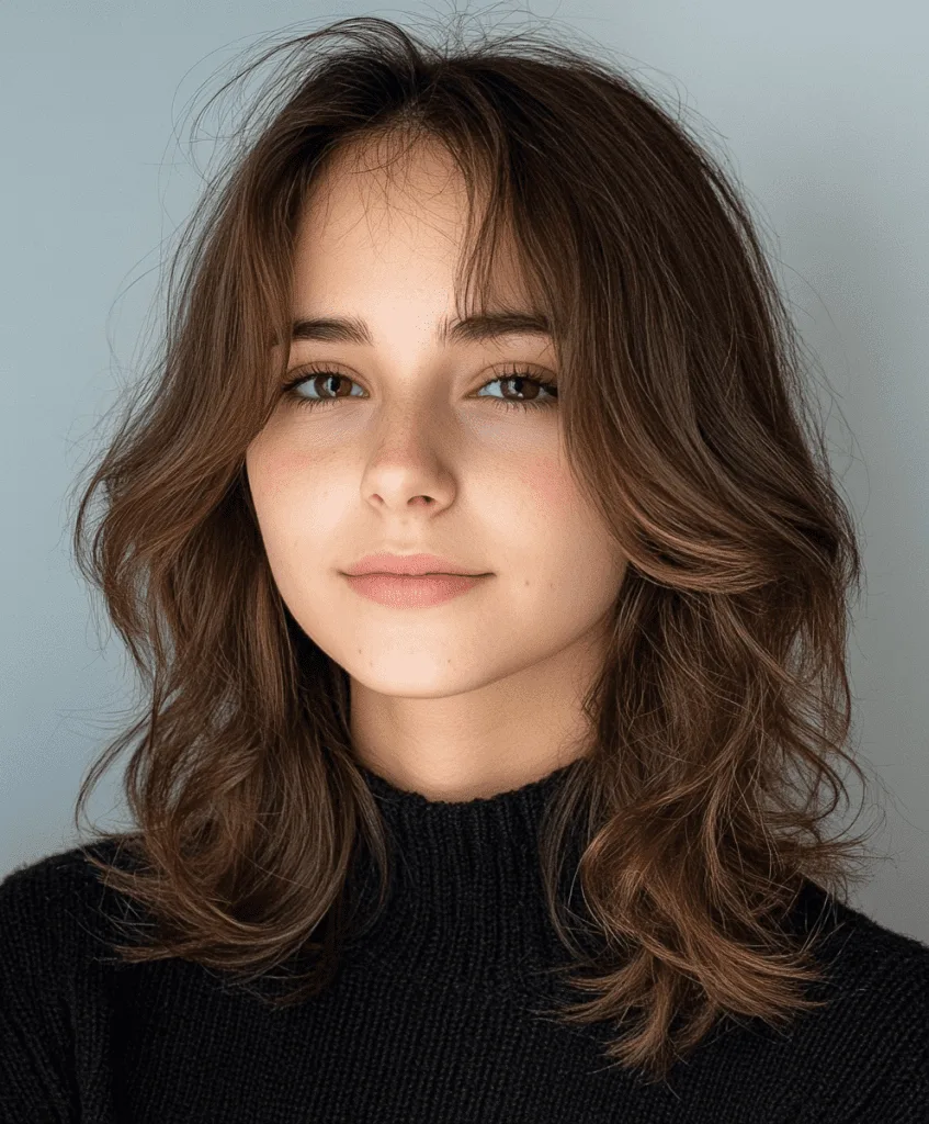 Volumized shoulder-length hairstyle for thin hair