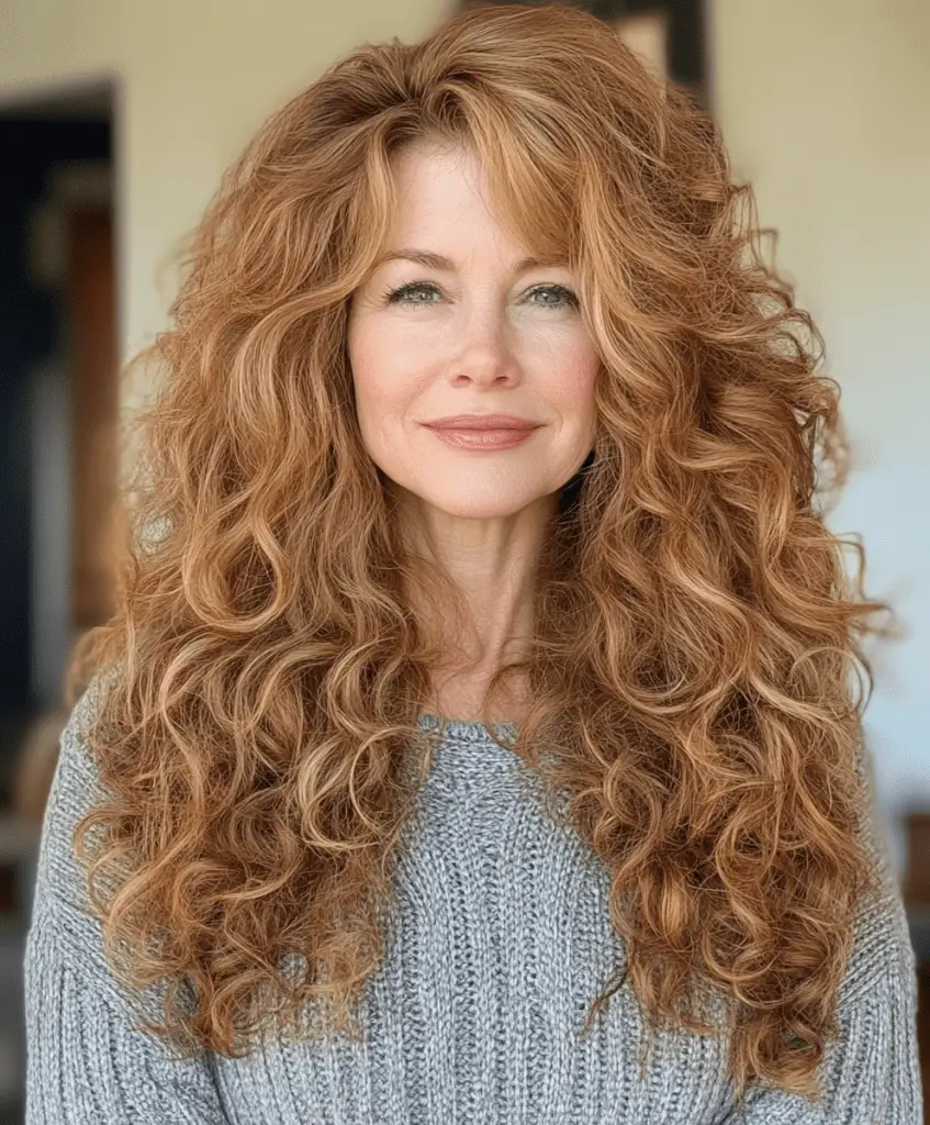 Long blonde hair with highlights for women over 50