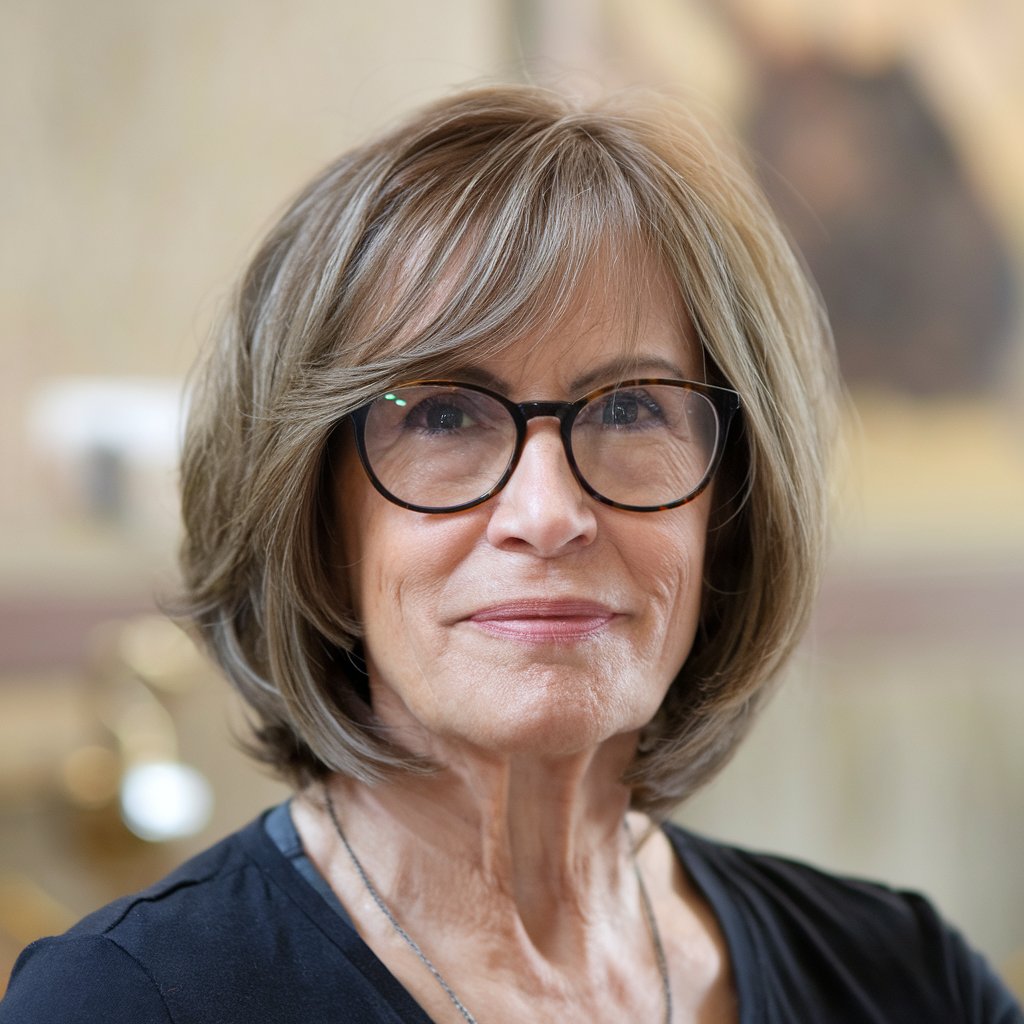 Woman with long hair styled in soft waves