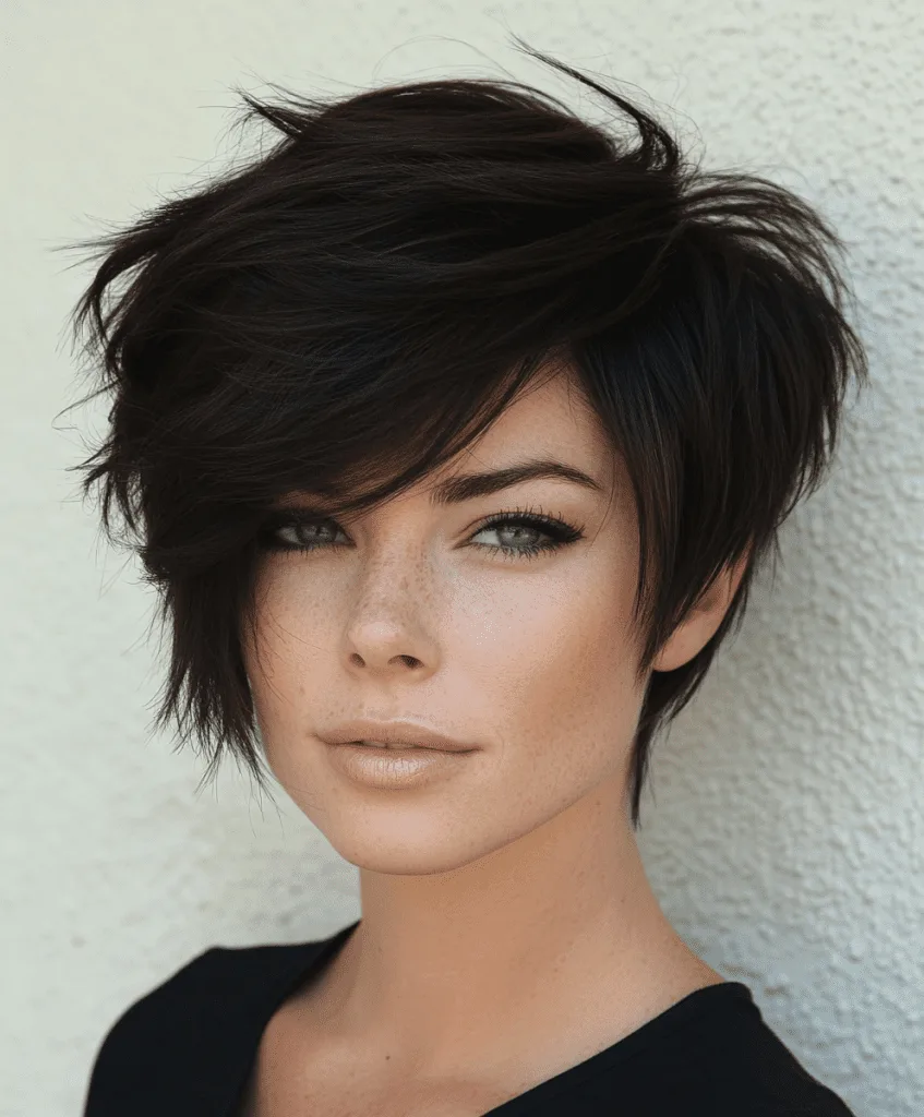 Side-swept pixie cut for thin hair