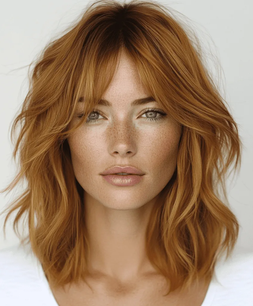 Layered bob with wispy bangs for thin hair