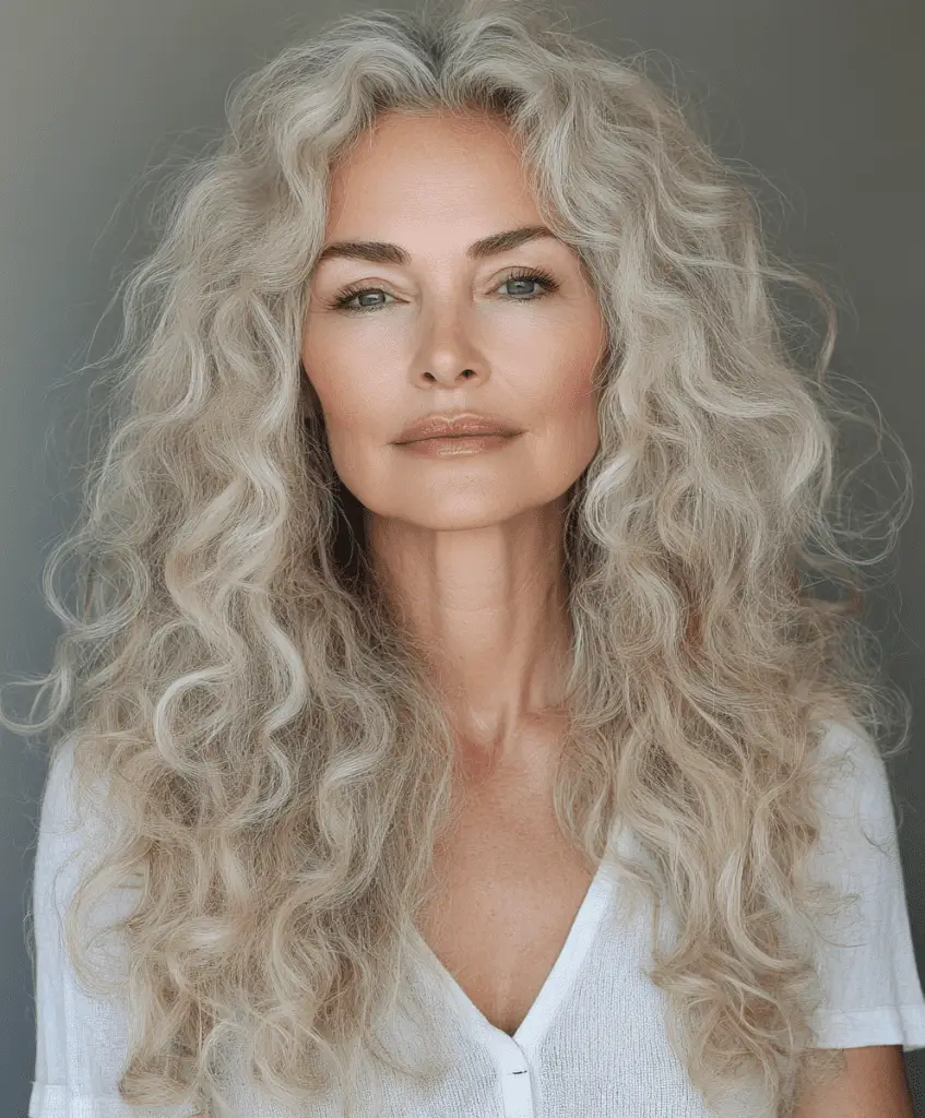 Curly hairstyle with soft, loose curls for older women