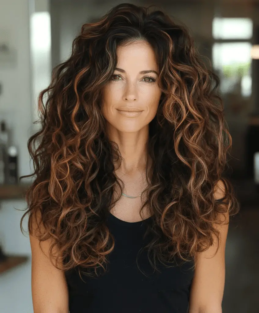 Voluminous curls hairstyle for women over 50