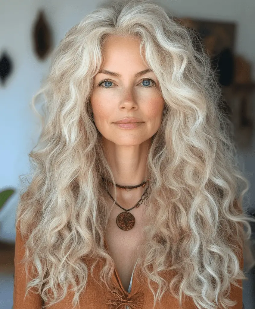 Long curly layers hairstyle for women over 50