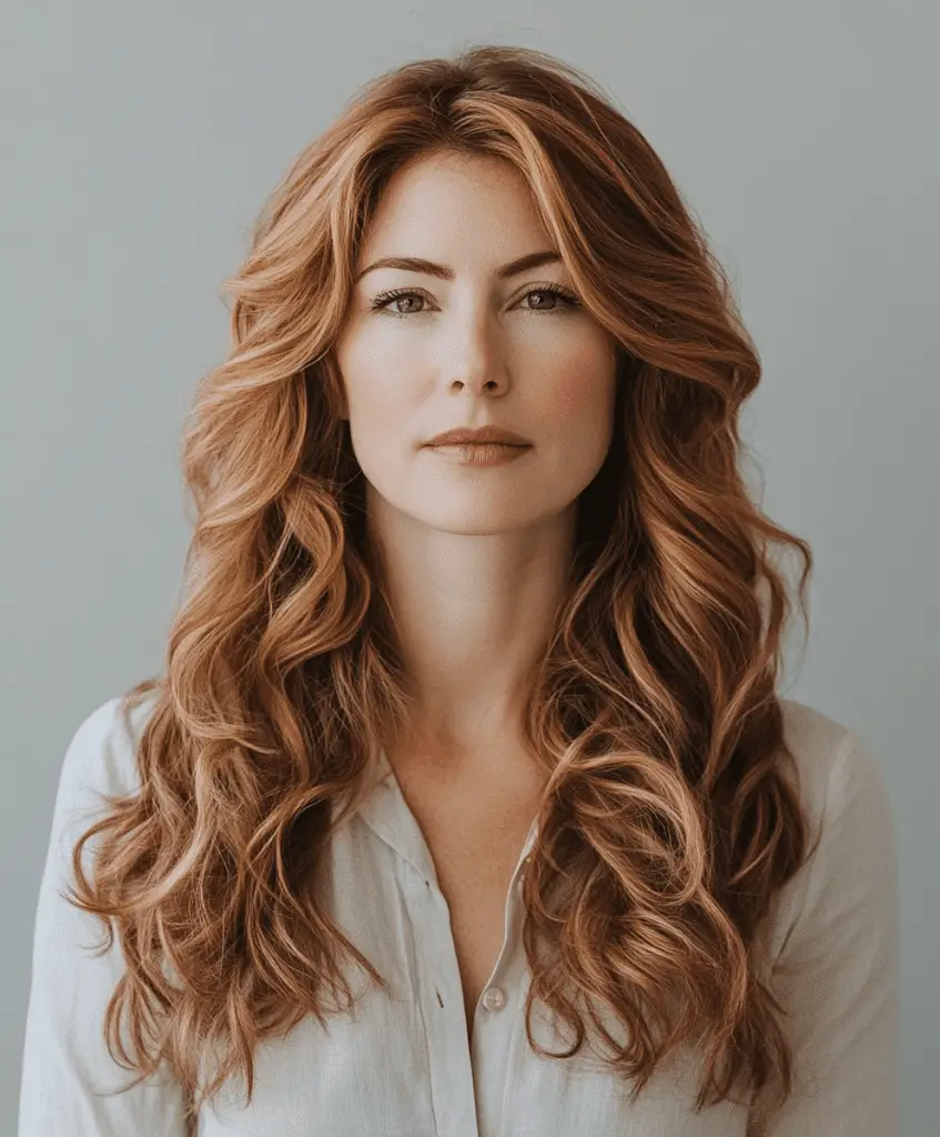 Long hair with vintage waves for women over 50