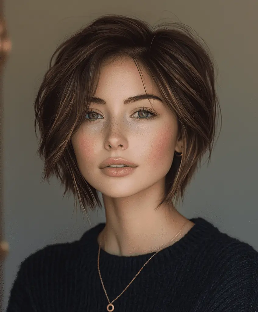 Layered short bob for volume and texture