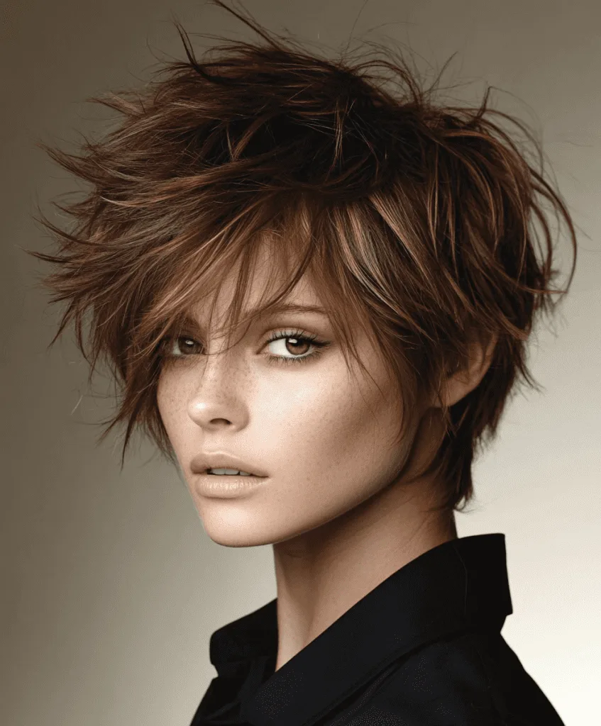 Choppy layered hairstyle for thin hair