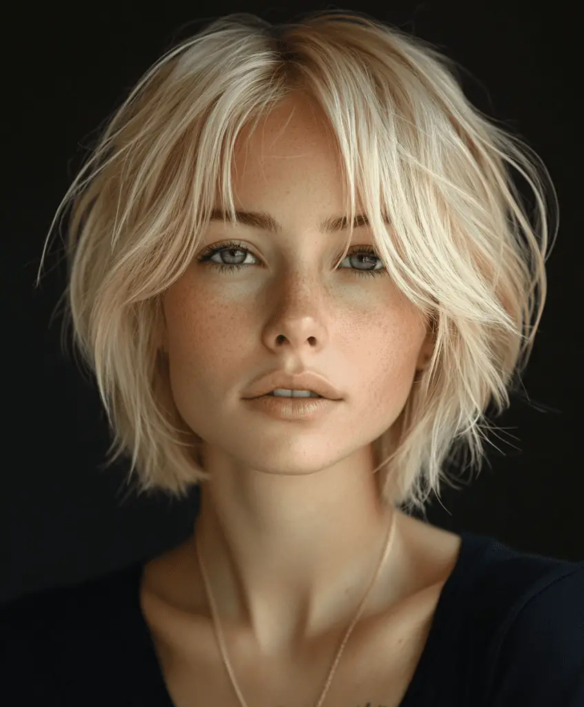 Platinum short bob hairstyle for a bold look