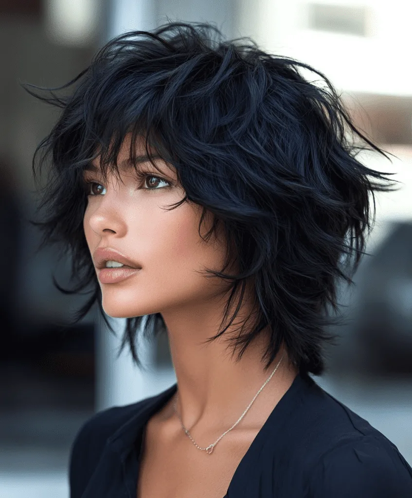 Shag haircut for thin hair with choppy layers