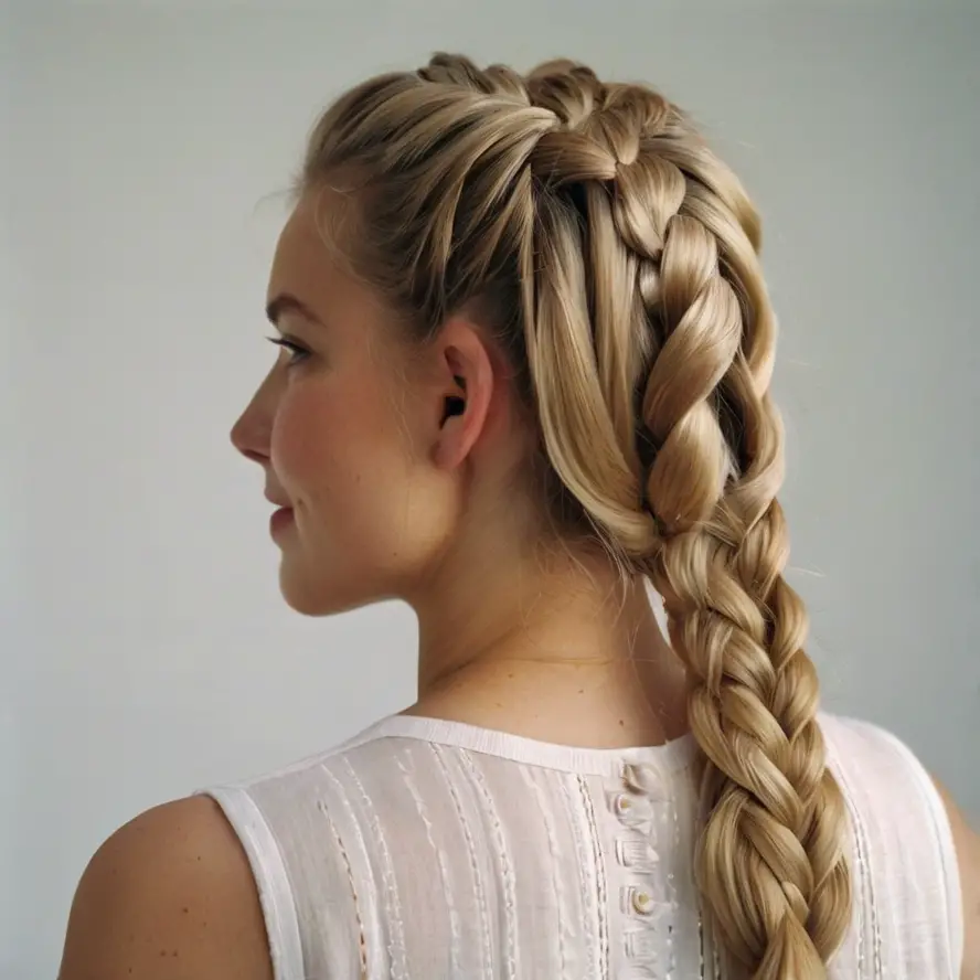 Woman loosening her braids for a soft, romantic look