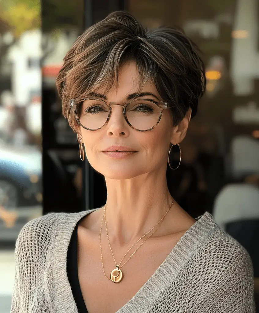 Voluminous pixie cut with layers for women over 50  