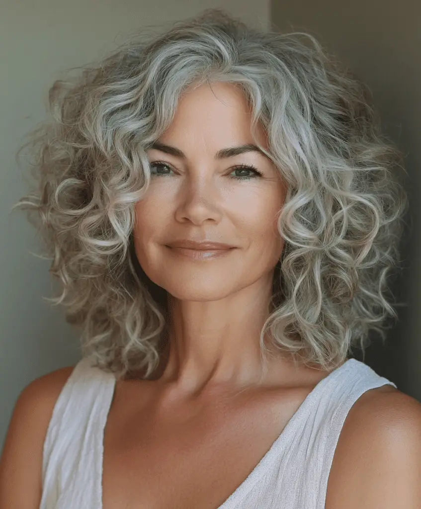 Soft wavy bob with highlights for women over 50  