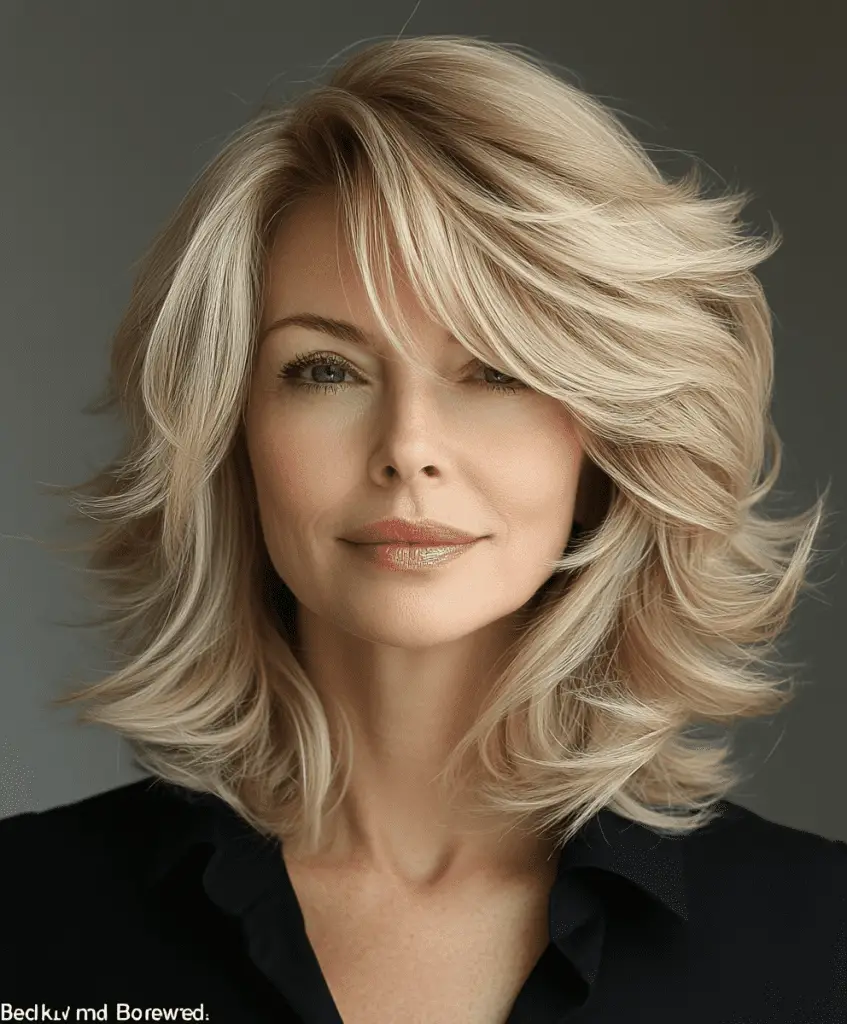 Textured pixie cut with side bangs for women over 50  