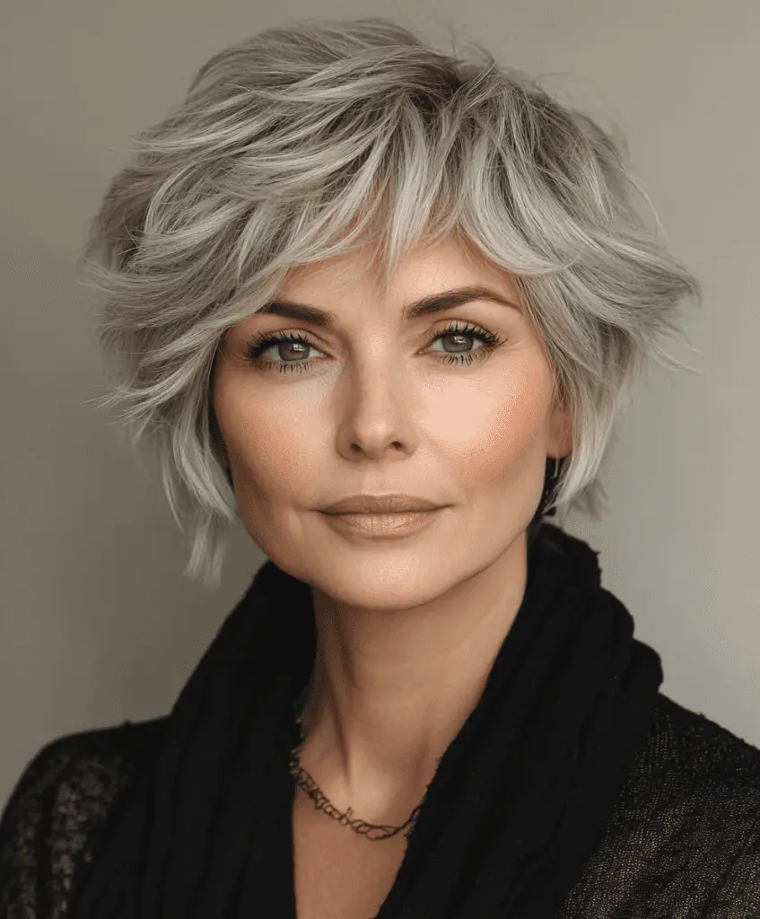 Sleek bob with blunt ends for women over 50  