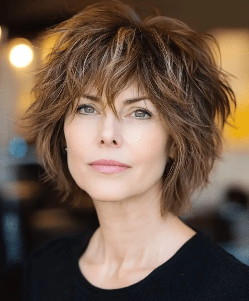 Messy bob with soft waves for women over 50  