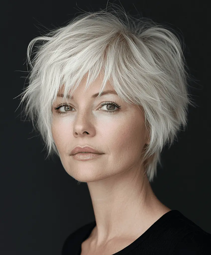 Medium-length shag haircut for women over 50