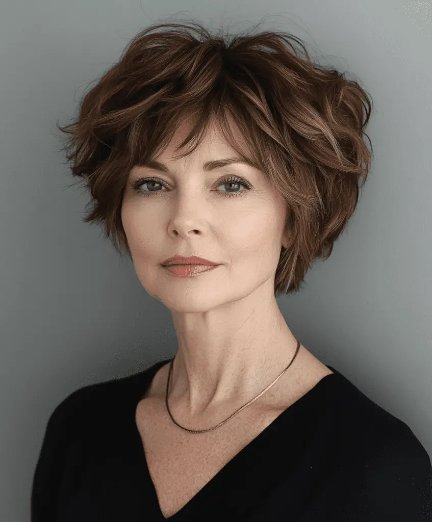 Angled bob with volume for women over 50  