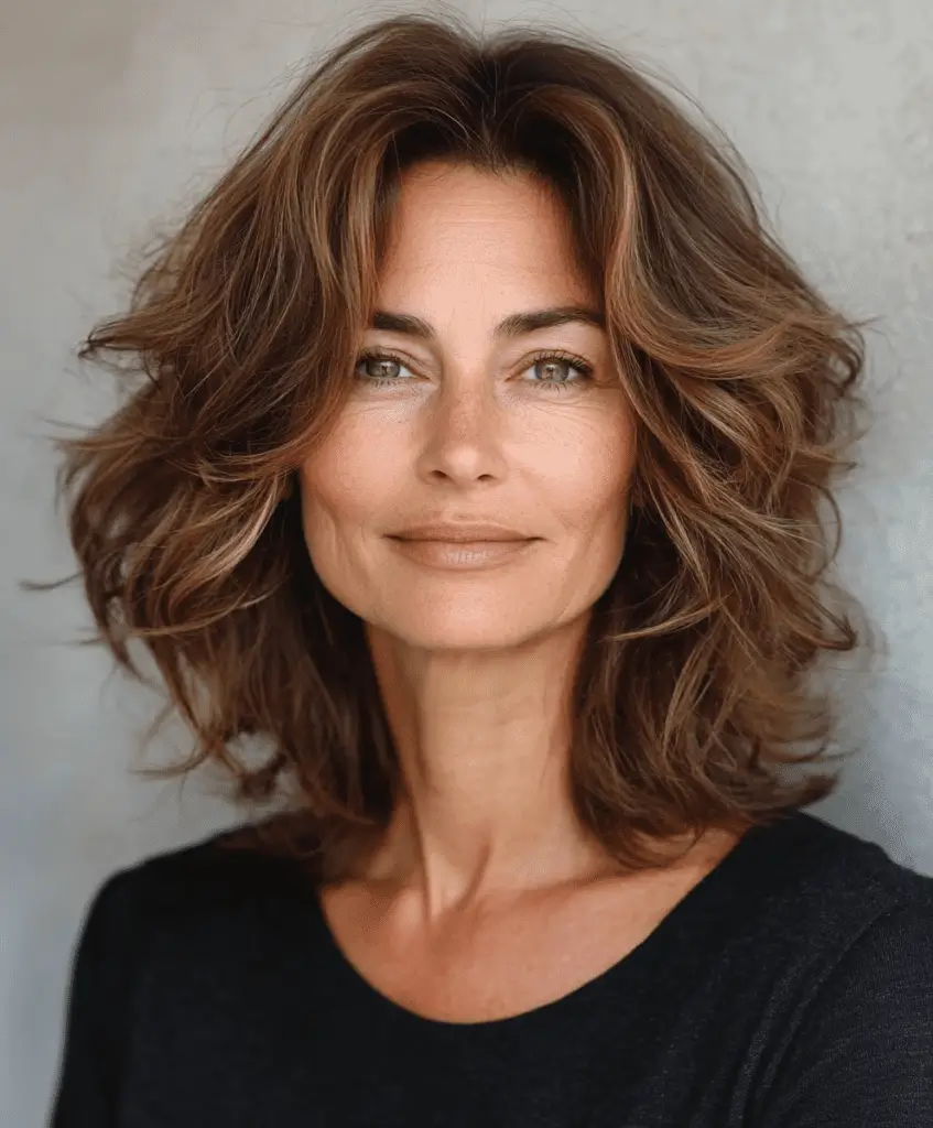 Wavy bob with textured ends for women over 50  