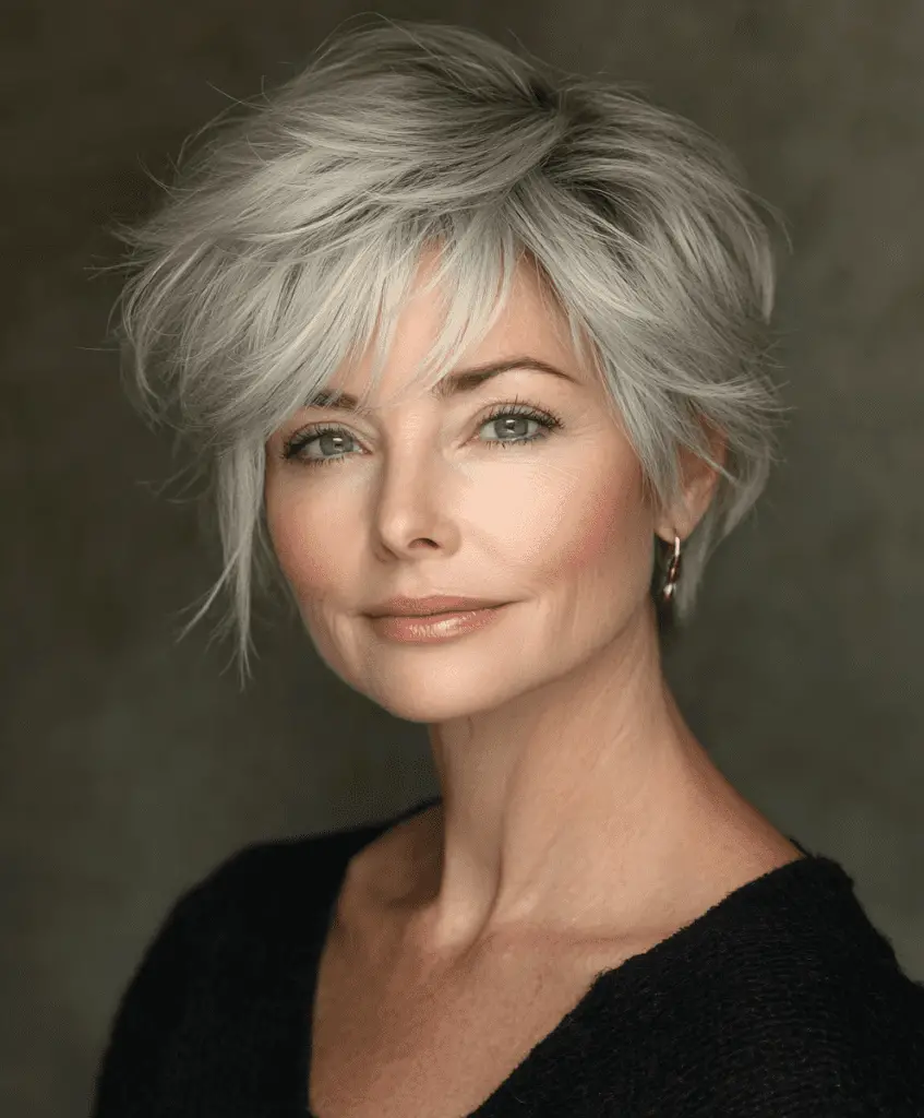 Choppy lob with subtle layers for women over 50  