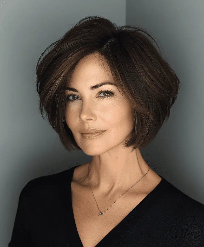 Sleek bob with subtle waves for women over 50  